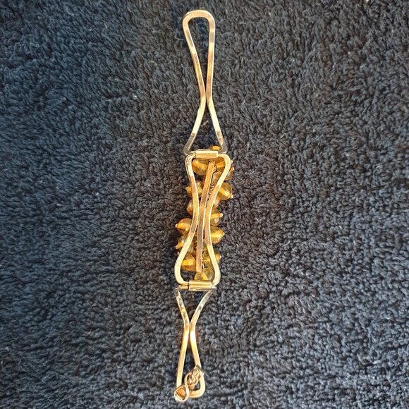 One-of-a-Kind Vintage Genuine Yellow Amber 925 Sterling Silver Cuff Bracelet - Picture 9 of 14